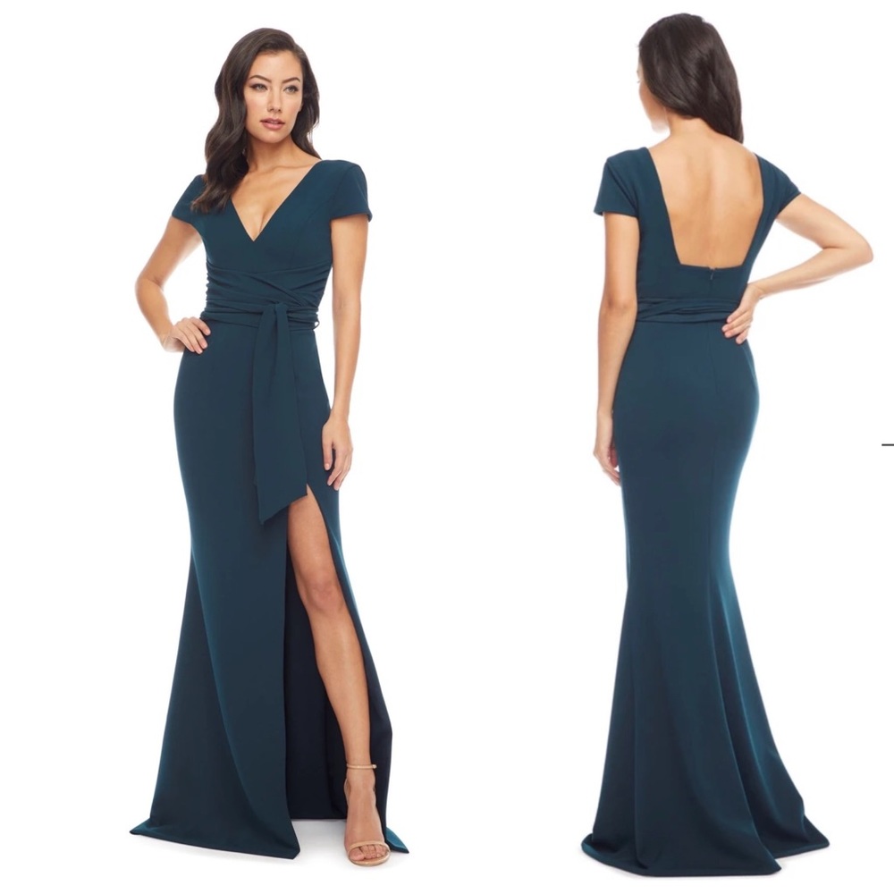 NWT DRESS THE POPULATION Evie Gown Pine Green Size Large